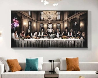 Last Supper Celebrities Canvas Painting Print The Greatest Famous Musicians of all Time Music Legends Decor Home