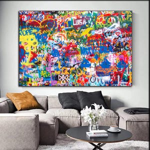 Colorful Graffiti Canvas Wall Art Print – Urban Abstract Pop Art Painting for Modern Home Decor – Vibrant Street Style Room Accent