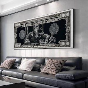 Scarface Tony Montana Classic Movie Canvas Painting Poster Dollar Wall Art Money Pictures Print Living Room Home Decor Artwork
