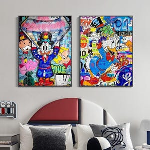 グラフィティアート リッチ スクルージ マクダック キャンバス絵画 ディズニー ウォールアート ピクチャー ポスター ホームデコレーション