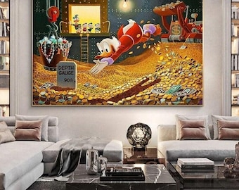 Monopoly Scrooge McDuck Alec Graffiti Art Money Paintings Canvas Posters for Home Decor
