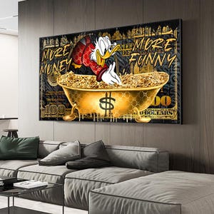 Mächter Scrooge McDuck Disney Moderner Luxus Wand Kunst Poster Gold Münze Badewanne Bild Wohnzimmer Home Office Dekor