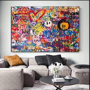 Bunte abstrakte Graffiti Leinwand Kunst - Urban Street Style Pop Art Print für die moderne Wohnkultur - Gewagt und ausdrucksstark
