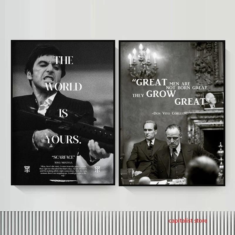 Classic God.father Scarface Movie Posters and Prints Art Inspirational Quotes Canvas Gangster Wall Decorative Painting Home Decor