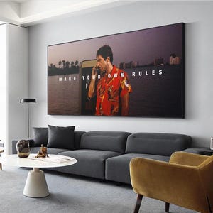 Plakat filmowy „Człowiek z blizną” x Tony Montana „Stwórz własne zasady” – motywacyjny plakat ścienny do biura, męskiej jaskini, pokoju