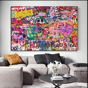 Colorful Graffiti Pop Art Canvas Print for Wall Decor – Urban Street Style Abstract Painting – Modern Vibrant Home Art Poster