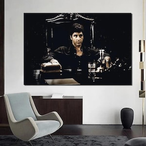 Klasyczny Scarface Tony Montana Portret Film Duży Rozmiar Plakat i Wydruki Olej Płótno Wystrój Domu
