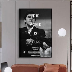 Scarface The World is Yours Classic Movie Posters and Prints Tony Canvas Painting Wall Art for Living Room Home Decor Art