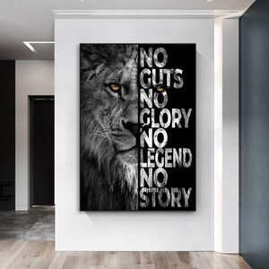 Póster de pared con cita motivacional y letras de león africano, impresión en lienzo, pintura de leones negros, imágenes de pared modernas para decoración de sala de estar