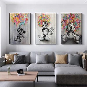 Disney Cartoon Mickey Mouse Graffiti Bansky Art Cartoon Leinwand Street Art Leinwand Poster Wandkunst Geschenke Wohnkultur Kinder