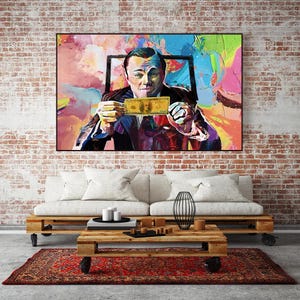 Wolf of Wall Street Leonardo DiCaprio Money Canvas Painting Art Poster and Print for Living Room Decor
