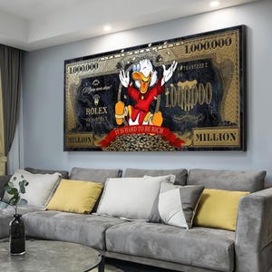 Alec Monopoly Gold Scrooge One Million Dollar Canvas Art Posters and Prints Donald Duck Fashion Luxury Painting on the Wall Art Picture