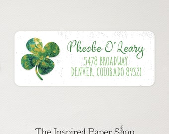 St. Patrick's Day Shamrock Address Labels | Unique Gift | 1 x 2.6 Inch Glossy or Matte Labels | 60 Labels Included