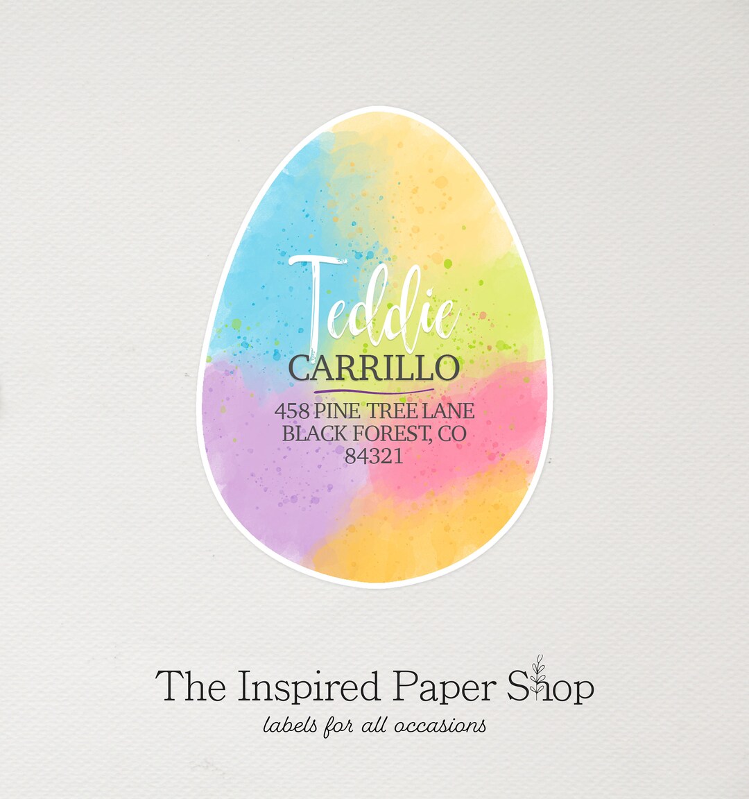 Easter Address Labels Easter Egg Shaped Pastel, Rainbow Colored Approx