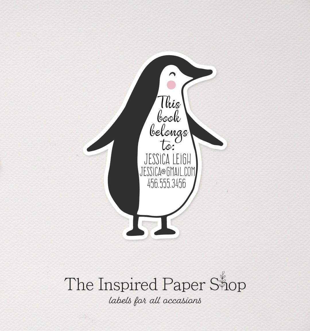 Penguin Return Address Label or Bookplate Label | Approx. 2.25 X 3 ...
