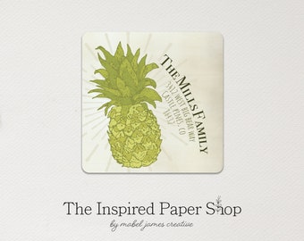 Chartreuse Pineapple Return Address Labels / Unique Gift / New Address Labels / 2 x 2 Inch Glossy Labels / 36 Labels Included