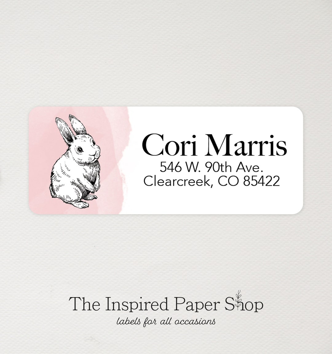 Watercolor Bunny Return Address Labels | Unique Gift | 1 X 2.5 Inch ...
