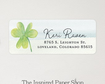 Shamrock Return Address Labels | St. Patrick's Day | Unique Gift | 1 x 2.5 Inch Glossy Labels | 48 Labels Included