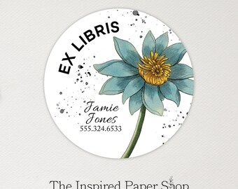 Ex Libris, Botanical Flower Bookplate Labels | Address Labels | 2 Inch Glossy Labels | 40 Labels Included