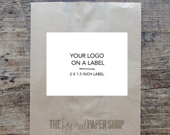 36 Logo Labels / Your Logo Label / 2 x 1.5 Inch Glossy or Waterproof Matte Label