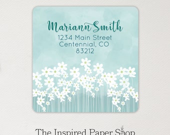 Spring Mountain Flowers Address Labels | Return Address Labels | 2 x 2 Inch Glossy or Waterproof Matte Finish | 36 Labels Included