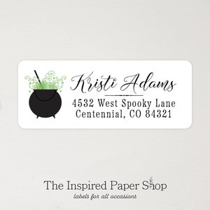 Witch Cauldron Address Labels | Unique Gift | 1 x 2.6 Inch Glossy Finish | 60 Labels Included