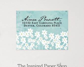 Field of Flowers Address Labels | Return Address Labels | 2 x 1.5 Inch Glossy or Weatherproof Matte Labels | 36 Labels Included