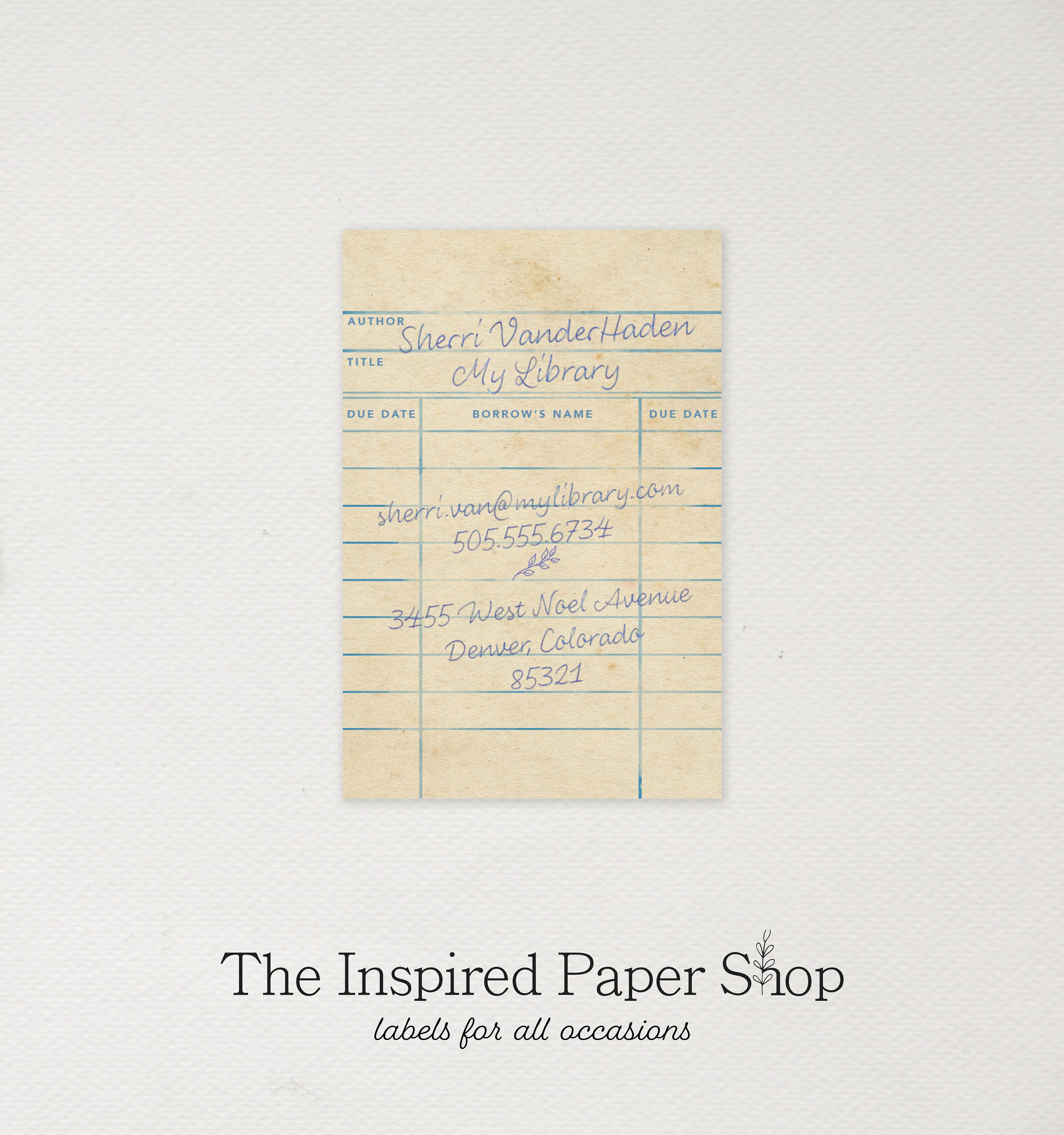 Vintage Library Card Label| Ex Libris | Address Label or Book Label | 2 ...