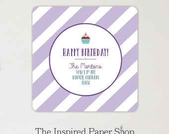 Stripes Birthday Labels, Unique Gift,  Return Address Labels | 2 x 2 Inch Glossy Labels | 36 Labels Included