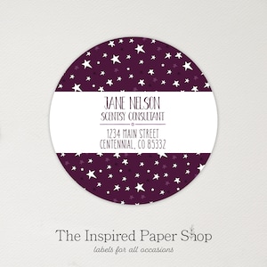 Scentsy Labels | Round Label with Doodle Stars | 1.67 Inches Glossy or Matte Finish | 48 Labels Included