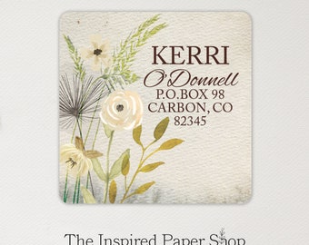 Summer Flowers Address Labels | Unique Gift | New Address Labels | 2 x 2 Inch Glossy or Matte Finish | 36 Labels Included