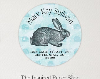 Easter Bunny, Rabbit Labels | Return Address Labels | 2 Inch Glossy or Matte Finish | 40 Labels Included