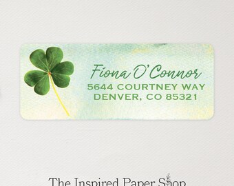 St. Patrick's Day | Shamrock Address Labels | Unique Gift | 1 x 2.5 Inch Glossy Labels | 48 Labels Included