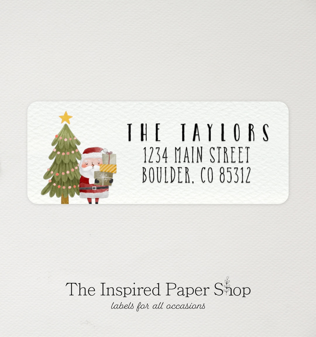 Santa and Christmas Tree Address Labels Favor Labels Gift Etsy