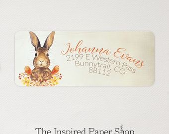 Easter Bunny Return Address Labels, Brown Rabbit, Bunny | Unique Gift | 1 x 2.5 Inches | 48 Labels Included | Glossy or Matte Finish