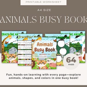 Animal Busy Book for Toddlers Montessori Binder Preschool Learning Folder Quiet Book for Kids Sensory Activities Ages 2 to 5 Travel Toy