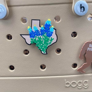 Texas und Bluebonnets 3D gedruckte Bogg Taschenanhänger - Bogg Bag Bits - Texas Pride Bogg Taschenanhänger - Lone Star Zustand Geschenk - Zustand Blume