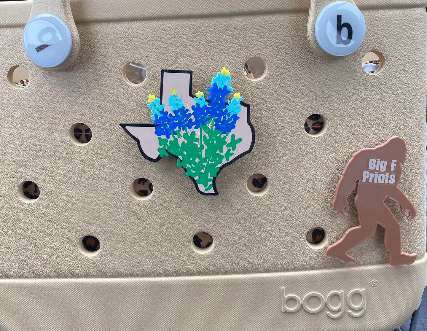 Texas State en Bluebonnets 3D-geprinte Bogg Bag Charm - Bogg Bag Bits - Texas Pride Bogg Bag Charm - Lone Star State Gift - State Flower