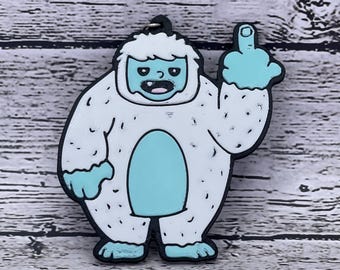 3D Printed Yeti Keychain Flipping the Bird - 3 Inches - Abominable Snowman Salute - Humor - Great Gift Idea - Middle Finger Salute