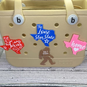 Wahl von 6 Texas Themed 3D gedruckte Bogg Taschenanhänger mit Texas Sprüche - Bogg Bag Bits - Texas Pride Bogg Taschenanhänger - Lone Star State Geschenk