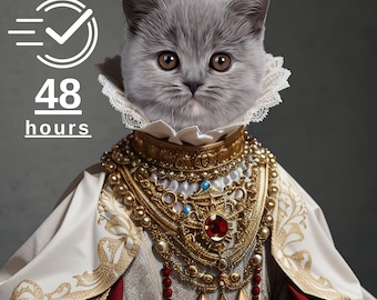 Custom Royal Cat Portrait Royal Pet Portrait Custom Regal Pet Portrait Pet Lovers Gift Royal Portrait Pet Portrait gift King Pet Portrait