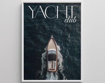 Luxury Yacht Fashion Magazine Print: Nautical Coastal Wall Art (Digital Download)