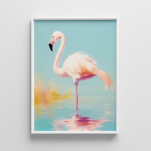 Flamingo Printable Wall Art - Retro Animal Poster - Instant Download - Pink Flamingo Art Print - Fun Animal Poster - Downloadable Print