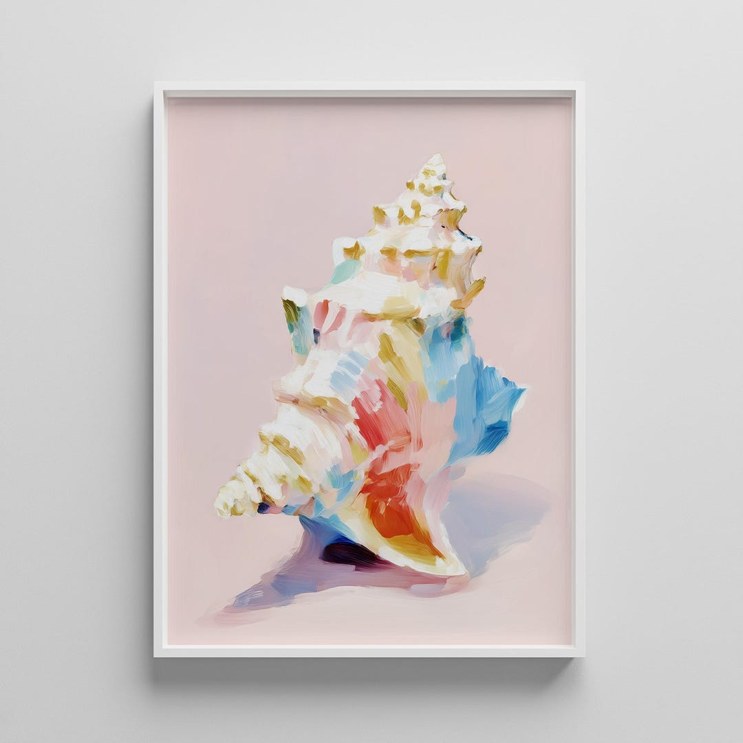 Pastel Conch Shell Print: Coastal Beach House Wall Art (digital ...