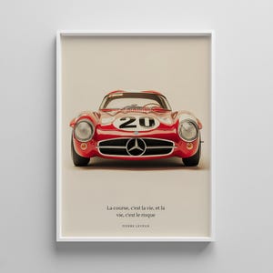 Vintage Mercedes-Benz Race Car Poster – Classic German Auto Wall Art – Retro Racing Car Digital Print – Modern Car Enthusiast Decor
