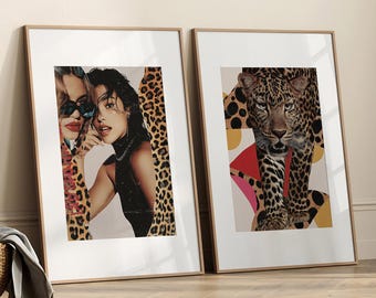 Y2K Cheetah Collage Print Set: Girly Fashion Mood Board (Digital Download)