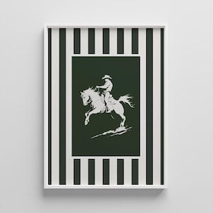 Impressão de rodeio vintage: arte de parede de cowboy listrado, decoração retrô de faroeste (download digital)