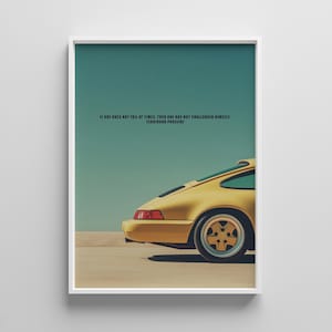 Impresión artística del Porsche 911 amarillo retro: póster de coche clásico (descarga digital)