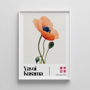 Yayoi Kusama Poppy Print: Japanese Floral Wall Art (Digital Download)