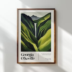 Poster inspiré de Georgia O'Keeffe - Art déco américain moderne - cadeau pour lui - impression de paysage naturel Georgia O'Keeffe - art mural cascade